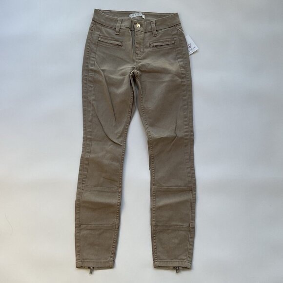 Guess Women’s Athletic Zip Skinny Jean In Khaki Ankle Zip Cropped Leg Size 25 - Picture 2 of 13